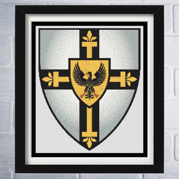 Teutonic Knights Shield Cross Stitch Pattern, Gold, Black