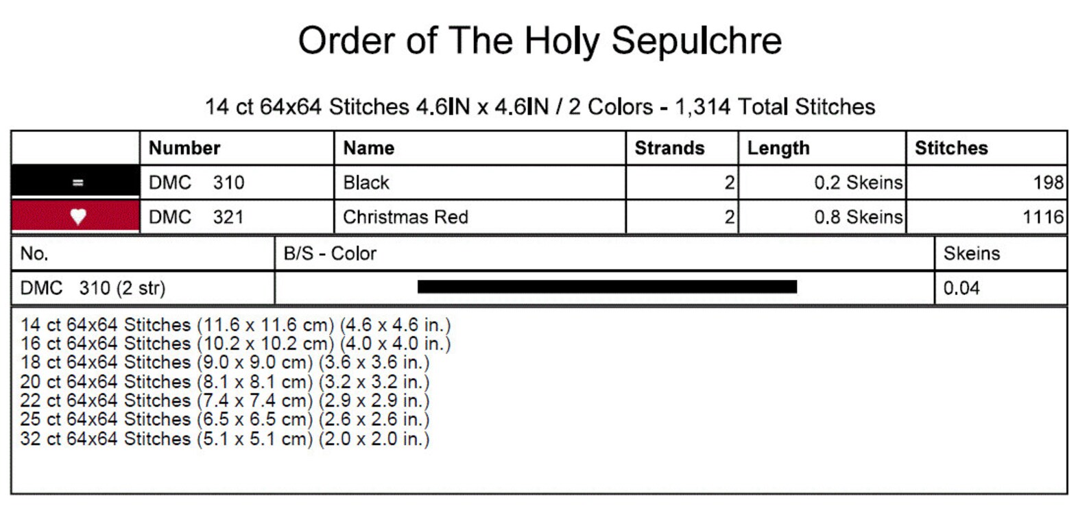 Order of the Holy Sepulchre Cross Stitch Pattern - PDF Digital Download ...