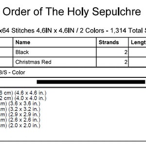 Order of the Holy Sepulchre Cross Stitch Pattern - PDF Digital Download ...