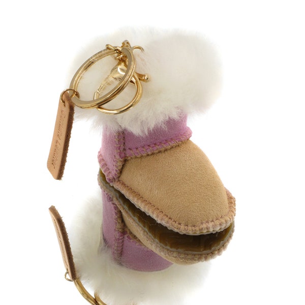 UGG Shape Boot Key Chain, UGG Boot Bag Charm, UGG Boot Car Charm,Boot Key Ring,Sport Bag Charm,Fluffy Bag Charm, Boot Key Chain with Pom-Pom