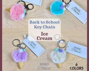 Back To School Keychain/Ice Cream Key Chain/Backpack Cute Accessory/Handmade Keychain For Boys, Girls/Children Bag Charm/Gift For School/3D