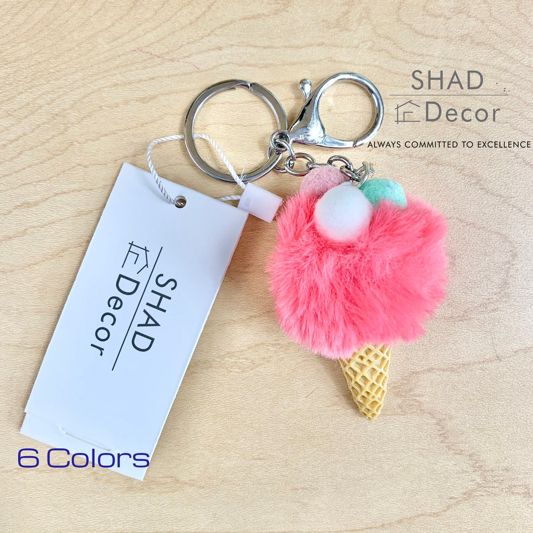 Fluffy Ice Cream Keychain, Handmade Ice Cream Keychain,ice Cream Bag Charm,ice Cream Car Charm