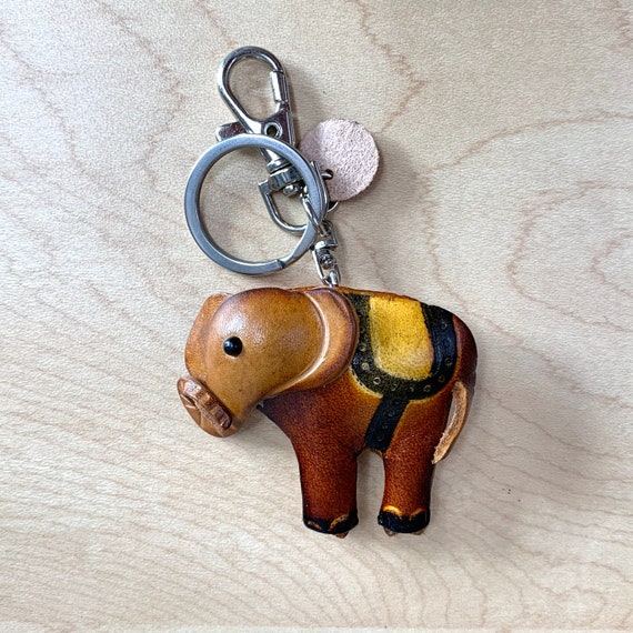 Handmade Lucky Elephant Car Charm Genuine Leather Elephant 