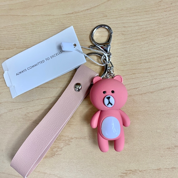 Cartoon Animal Pom Pom Keychain Cute Plush Doll Key Chain Ring