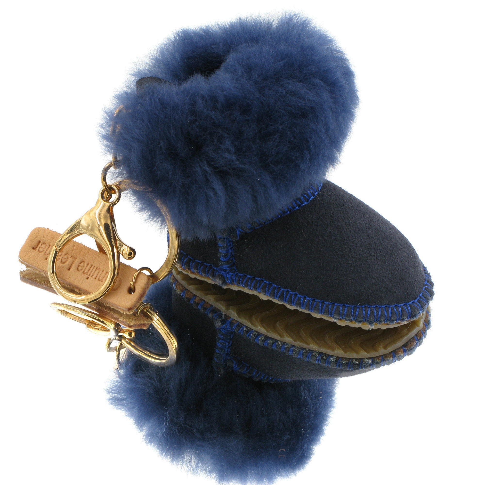 Rhinestone Shoe Shape Faux Fur Pompom Key Chain and Bag Charm