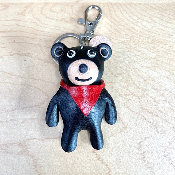 leather bear keychain