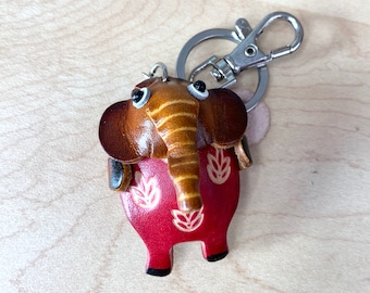 Genuine Leather Elephant Key Chain,Elephant Key Ring,Elephant Car Charm,Elephant Key Fob,Elephant Jewelry,Elephant Bag Charm,Good Luck Charm