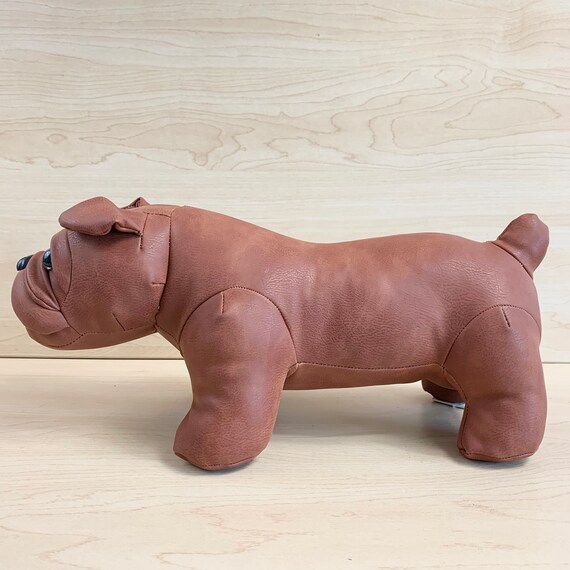 Leather Ottoman Stuffed Animal Leather Bulldog Ottoman handmade
