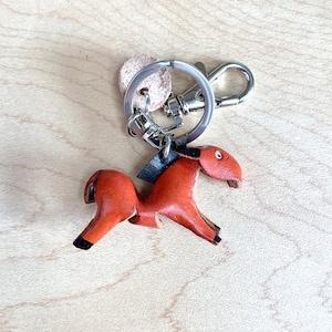 Horse Keychain, Cute Leather Horse Keychain, Horse Showing Gift, Leather Bag Charm, Handmade Genuine Leather Bag Keychain, Birthday Gift Pumpkin