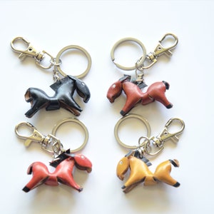 Pony Car Keychain, Birthday Gift Present, School Bag Charm, New Car Gift, Horse Themed Keychain, Handmade Genuine Leather Horse Keychain image 2