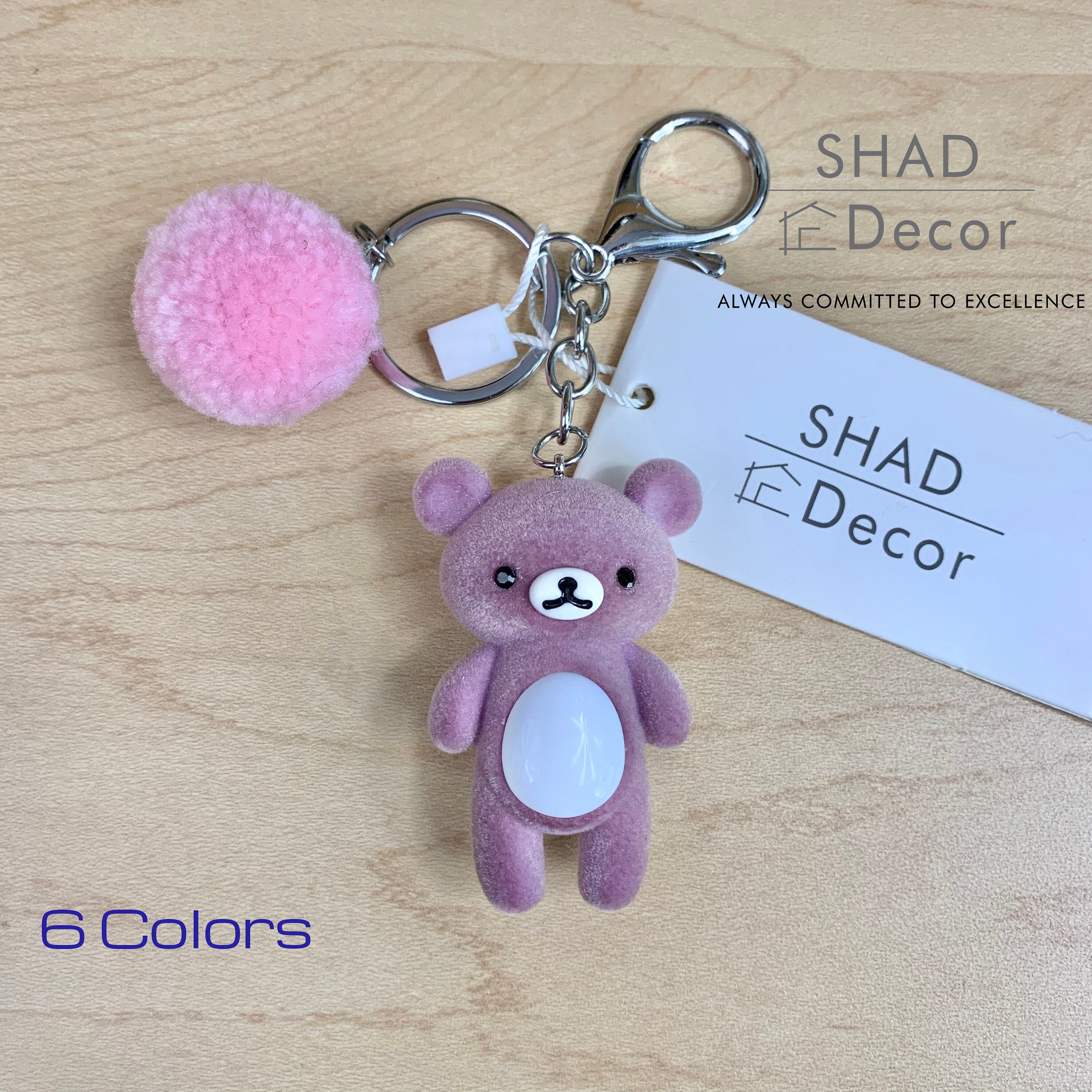 Pink Crystal Bear Key Chains Cute Keyrings Tassel Pink Rope Braided Leather  Keychains Purse Charm Glitter Sparkle Teddy Bear Car Keys Ring 