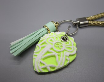 Handmade, Taino Coqui Symbol Keychain, Polymer Clay Puerto Rico Jewelry