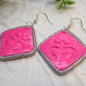 Jewelry TAINO PRECIOSA earrings with Coqui Taino Symbols, Polymer Clay lightweight, Engraved Handmade Gift for any occasion, work or travel