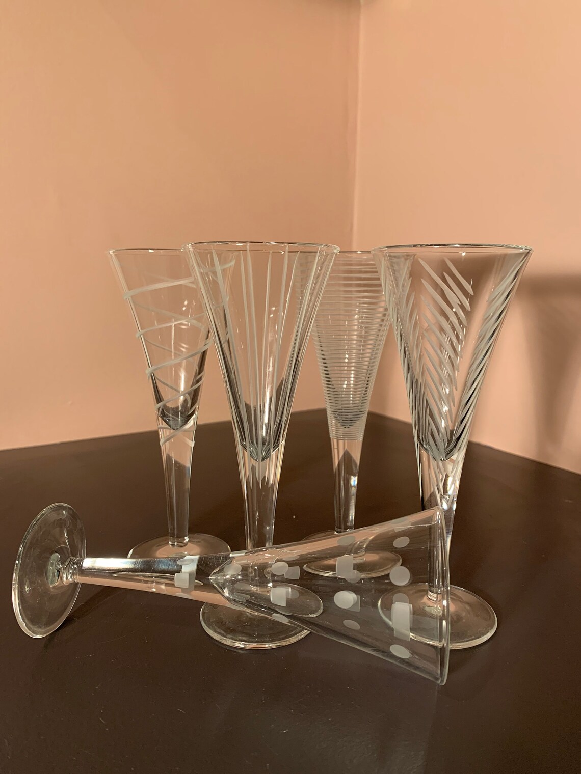 Etched Vintage Sherry Glasses Etsy
