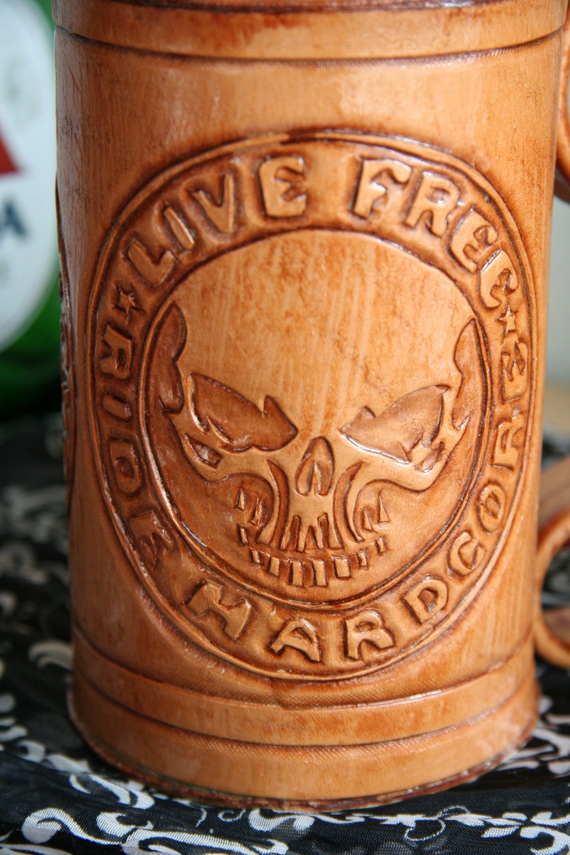 Set of Four Leather Mugs100 Handmade Leather Beer Glass Etsy