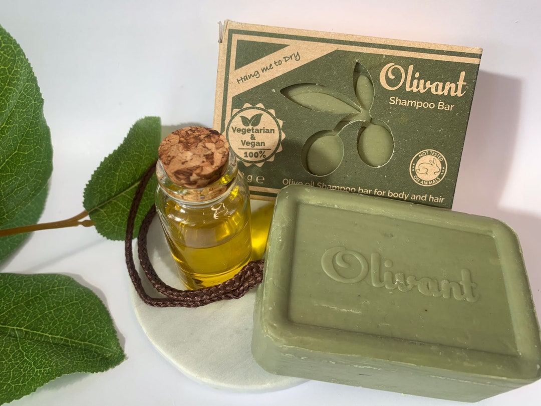 Olivant® Handmade Olive Oil Shampoo Bar Soap on Rope 160g for Body