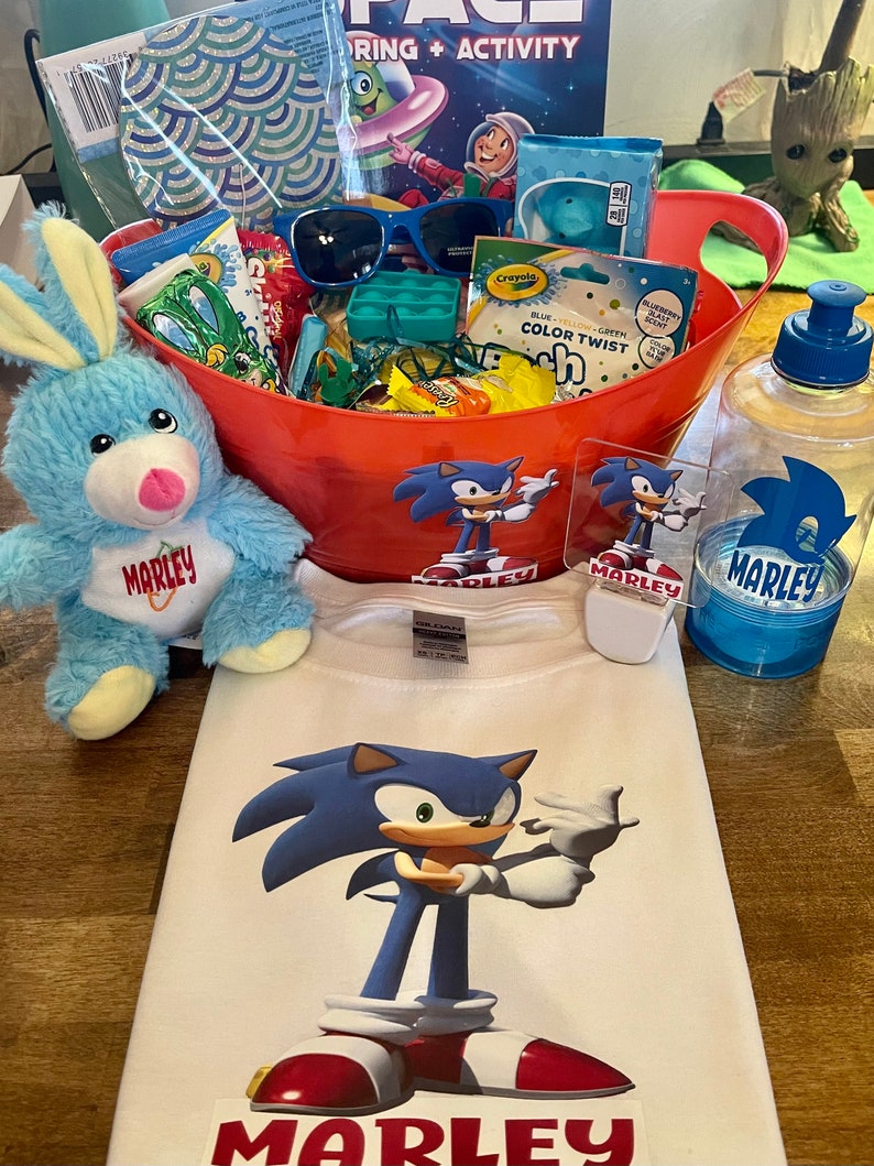 Personalized Sonic the Hedgehog Kids Easter Gift Baskets Etsy