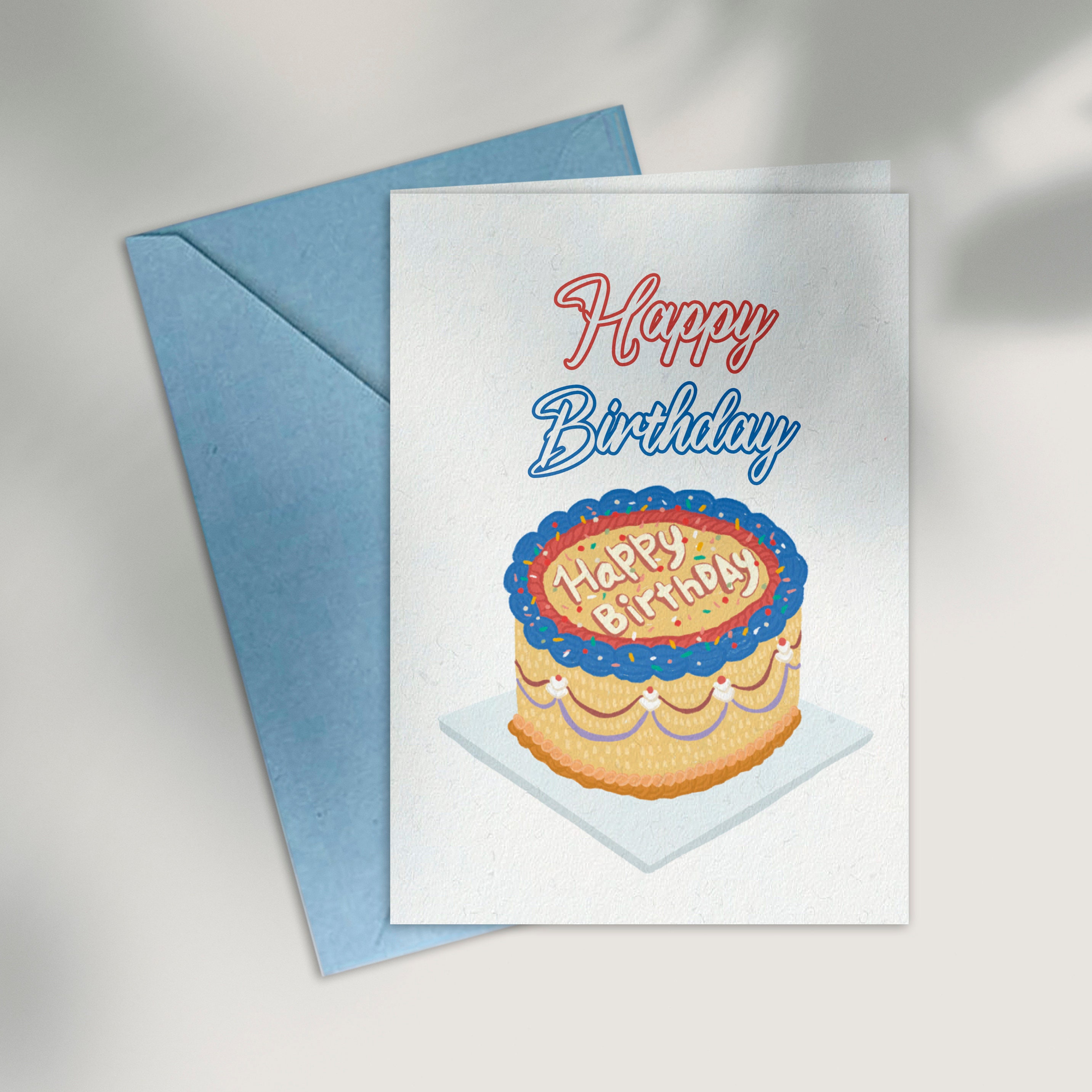 Cake Birthday Card Printable Card INSTANT DOWNLOAD | Etsy