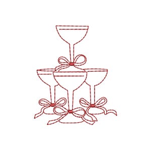 Christmas Champagne Glasses Embroidery Design (Digital File)