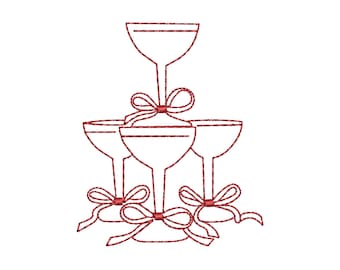 Christmas Champagne Glasses Embroidery Design (Digital File)