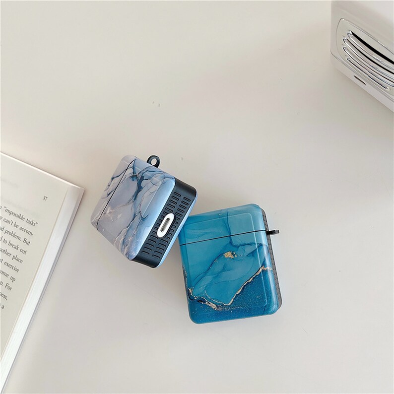 For Couple Case Gift For Her Him Simple Marble Pattern Soft Silicone Protective Cases With Keychain For Airpods 12 And Airpods Pro Case