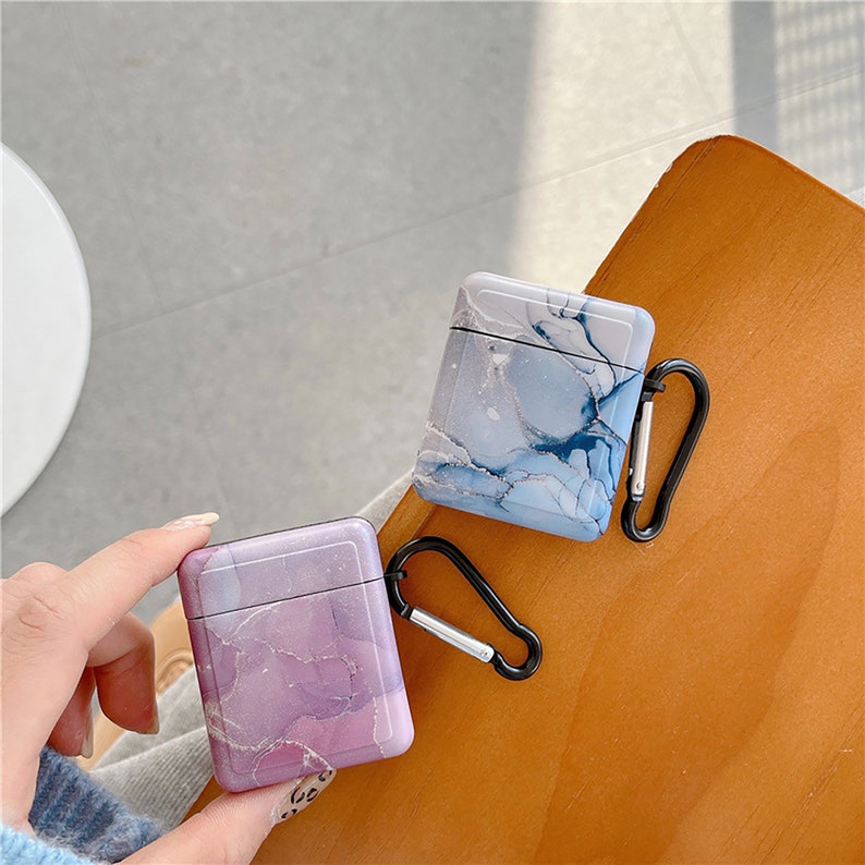 For Couple Case Gift For Her Him Simple Marble Pattern Soft Silicone Protective Cases With Keychain For Airpods 12 And Airpods Pro Case
