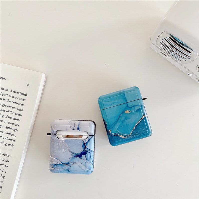 For Couple Case Gift For Her Him Simple Marble Pattern Soft Silicone Protective Cases With Keychain For Airpods 12 And Airpods Pro Case