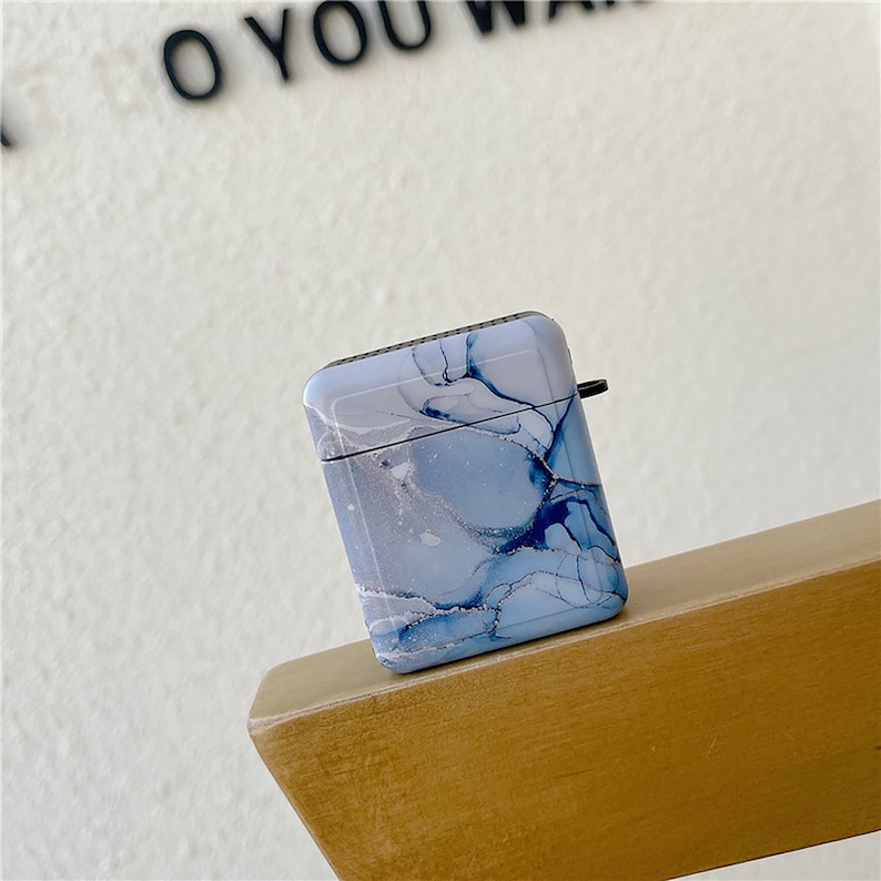 For Couple Case Gift For Her Him Simple Marble Pattern Soft Silicone Protective Cases With Keychain For Airpods 12 And Airpods Pro Case