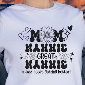 Mamma Tata Grande Tata Continua a migliorare png Nonna png Bisnonna png Festa della mamma DTG DTF Direttamente al film Silhouette Cameo