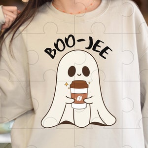 Boo-Jee Halloween Ghost Png, Checkered Halloween Pumpkin Png, Bougie, Coffee Ghost PNG, Spooky Season,Cute Ghost Png, Halloween Mama