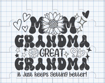 Mom Grandma Great Grandma It Just Keeps Getting Better png, Grandma png, Great Grandma png, Mother's Day png, DTG DTF Direct To Film