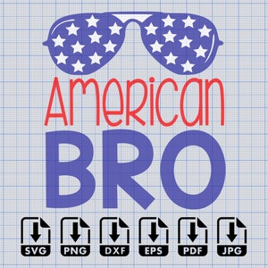 Gafas de sol All American Bro SVG Archivo digital descargable PNG Eps Dxf Pdf DTF Archivo de corte digital directo a película Cricut Maker Silhouette Cameo