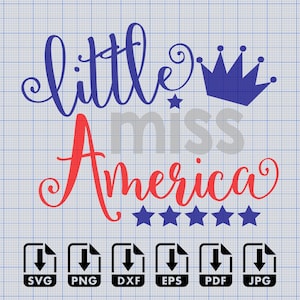 Little Miss America SVG digitale downloadbare bestanden Png Eps Dxf Pdf DTF Direct naar film digitaal gesneden bestand Cricut Maker Silhouette Cameo 4