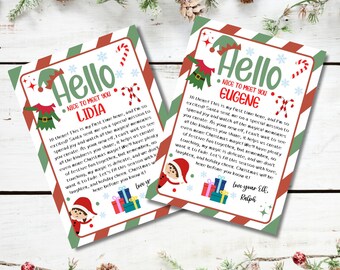 Carta de llegada de un elfo, carta de llegada de un elfo por primera vez, carta de un elfo, carta de despedida de un elfo, carta de saludo de Navidad de un elfo, plantilla de Canva