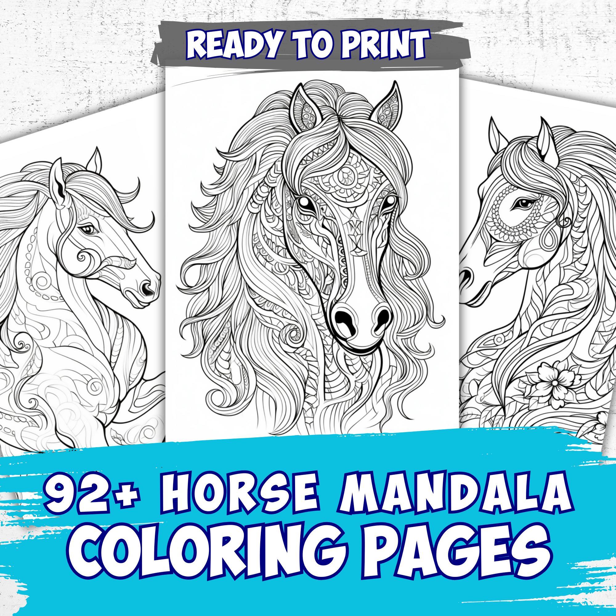 Horse Mandala Animal Mandala Coloring Book For Kids and Adults Coloring Page Printable PDF