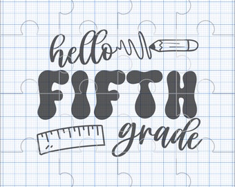 Fifth Grade Back to School Hello Grade PNG Bundle, Kindergarten, First Grade 1st 2nd 3rd 5th School Grade, Kids Shirt Designs, DTF, DTG