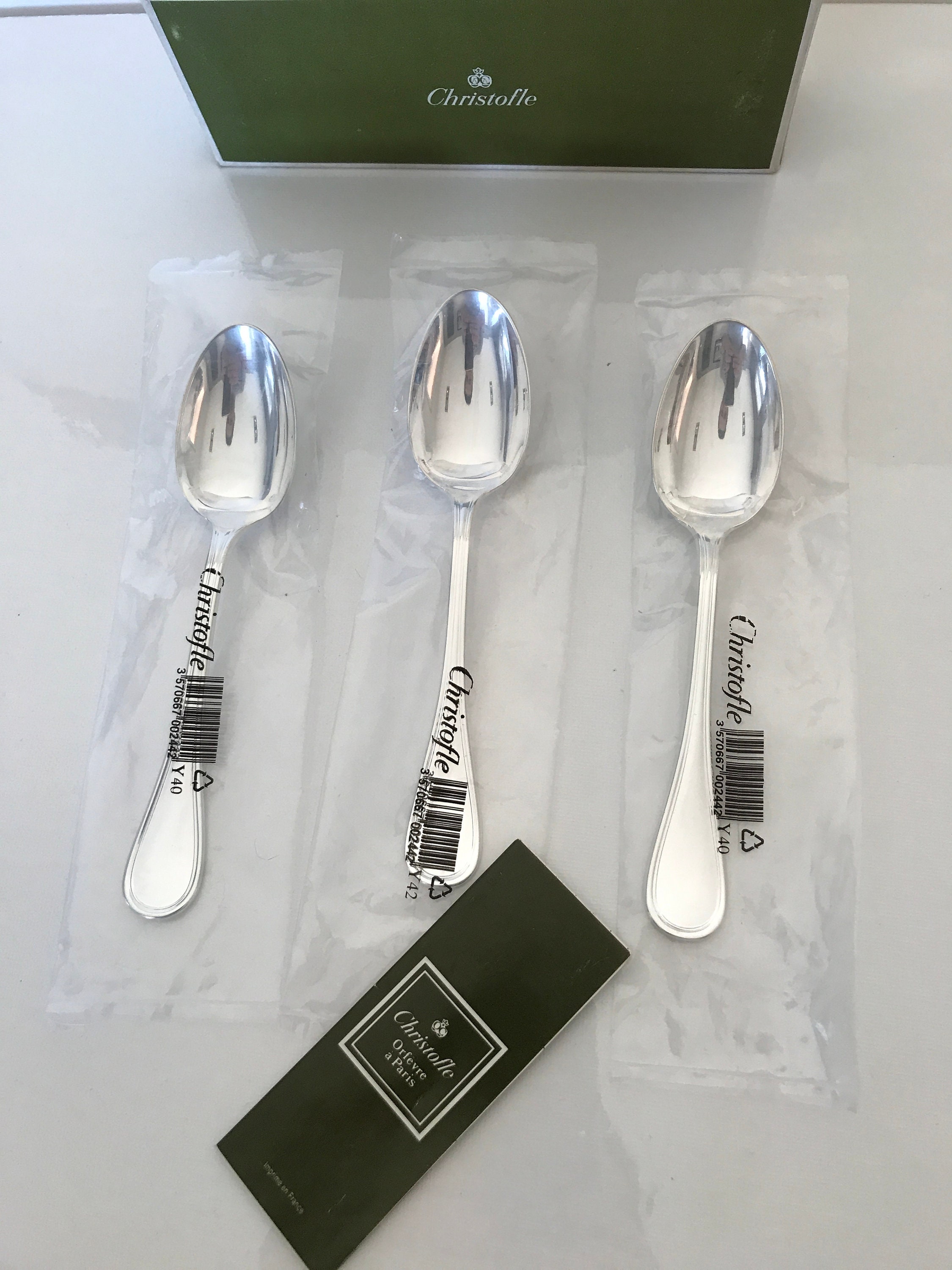 Lot de 3 Cuillères à Entremets Christofle Modèle Albi en Métal Argenté