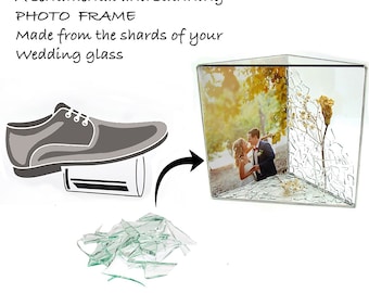 Broken Wedding Glass Picture Frame | Jewish Chuppah Keepsake | Custom Photo Frame Handmade in Israel | Unique Wedding Gift