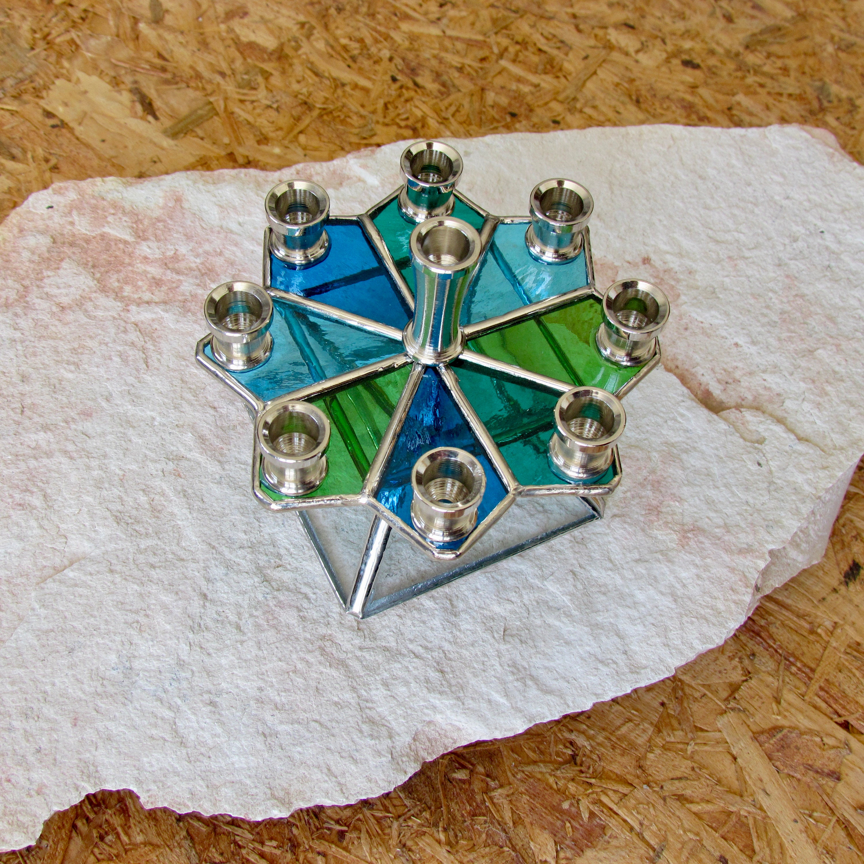 Colorful Stained Glass Menorah Dreidel Etsy