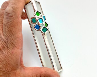 Colorful Stained Glass Silver Mezuzah 2004 s