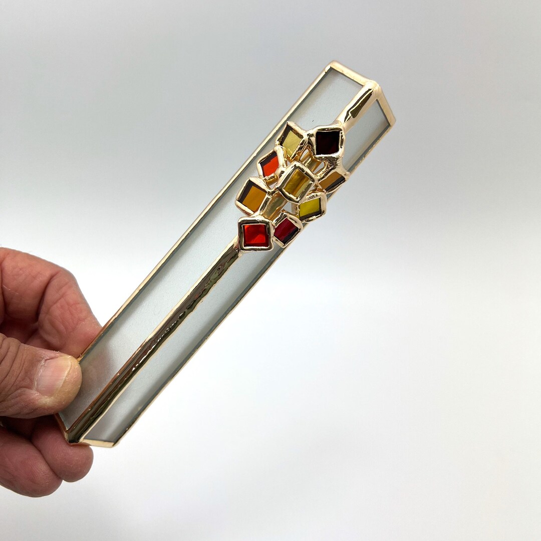 Bunter Buntglas Goldener Mezuzah Fall, Buntglas, Mit Rückseite, aus