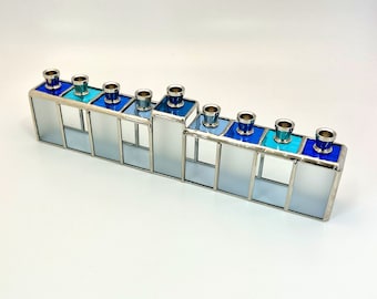 Unique Stained Glass Menorah | Festival of Lights Judaica Gift | Hanukkah Home Decor | Israeli Designed Hanukkah Decor | Unique Hanukkiah