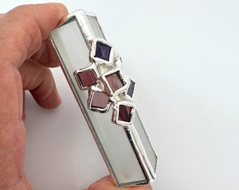Colorful Stained Glass Silver Mezuzah 1006s
