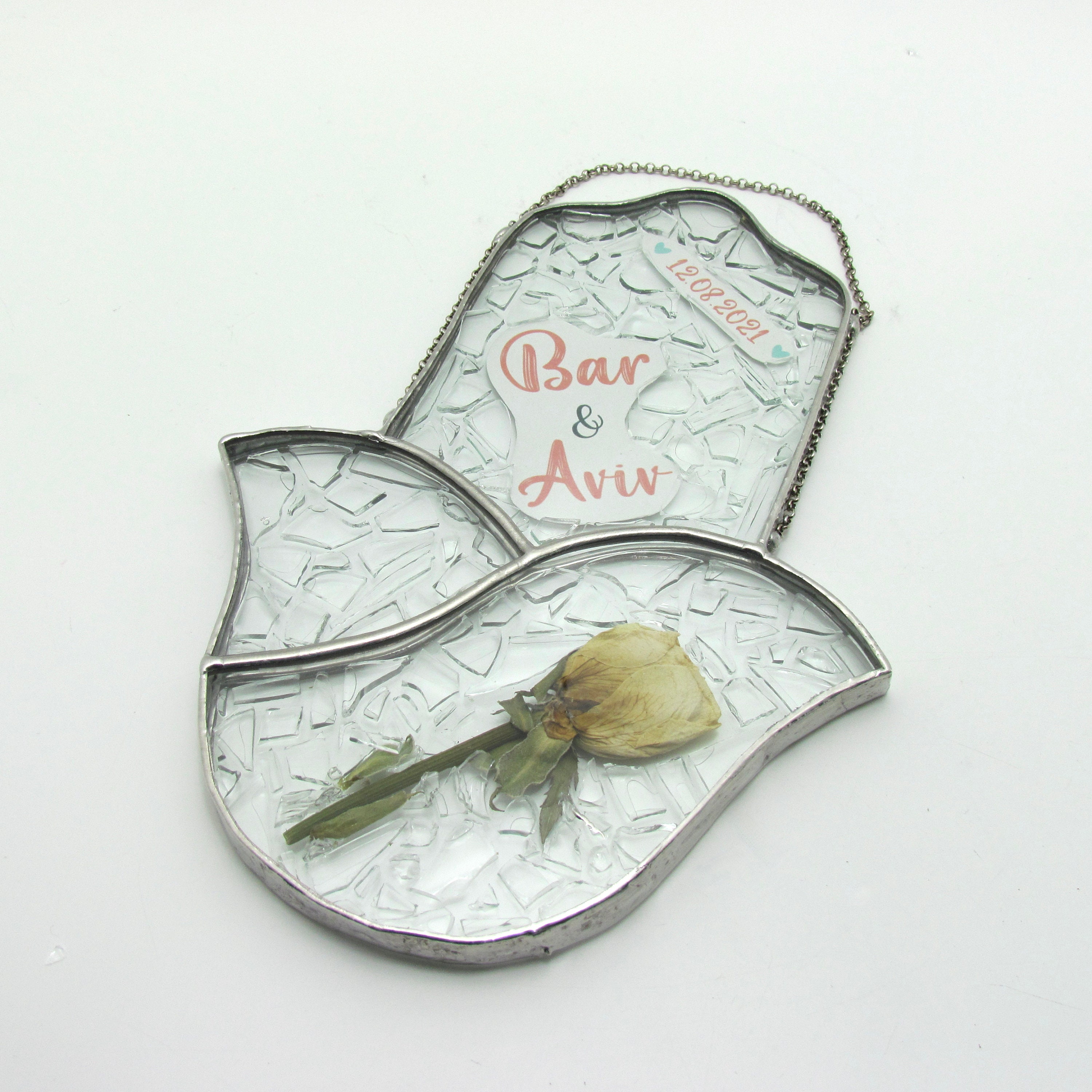 Hamsa Hand Wedding Glass Fragment Decor