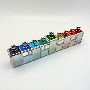 Stained Glass Menorah: Colorful Hanukkah Decor, Judaica Gift
