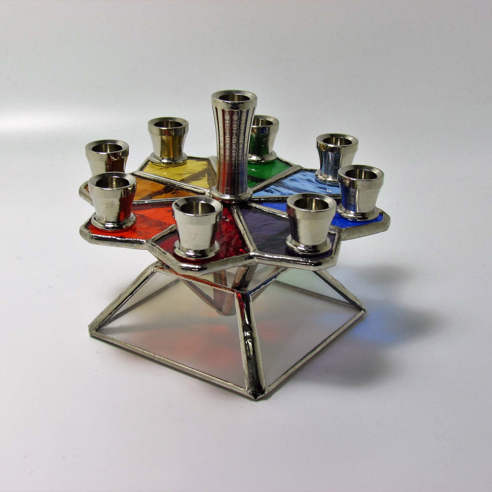 Colorful Stained Glass Menorah Dreidel Etsy