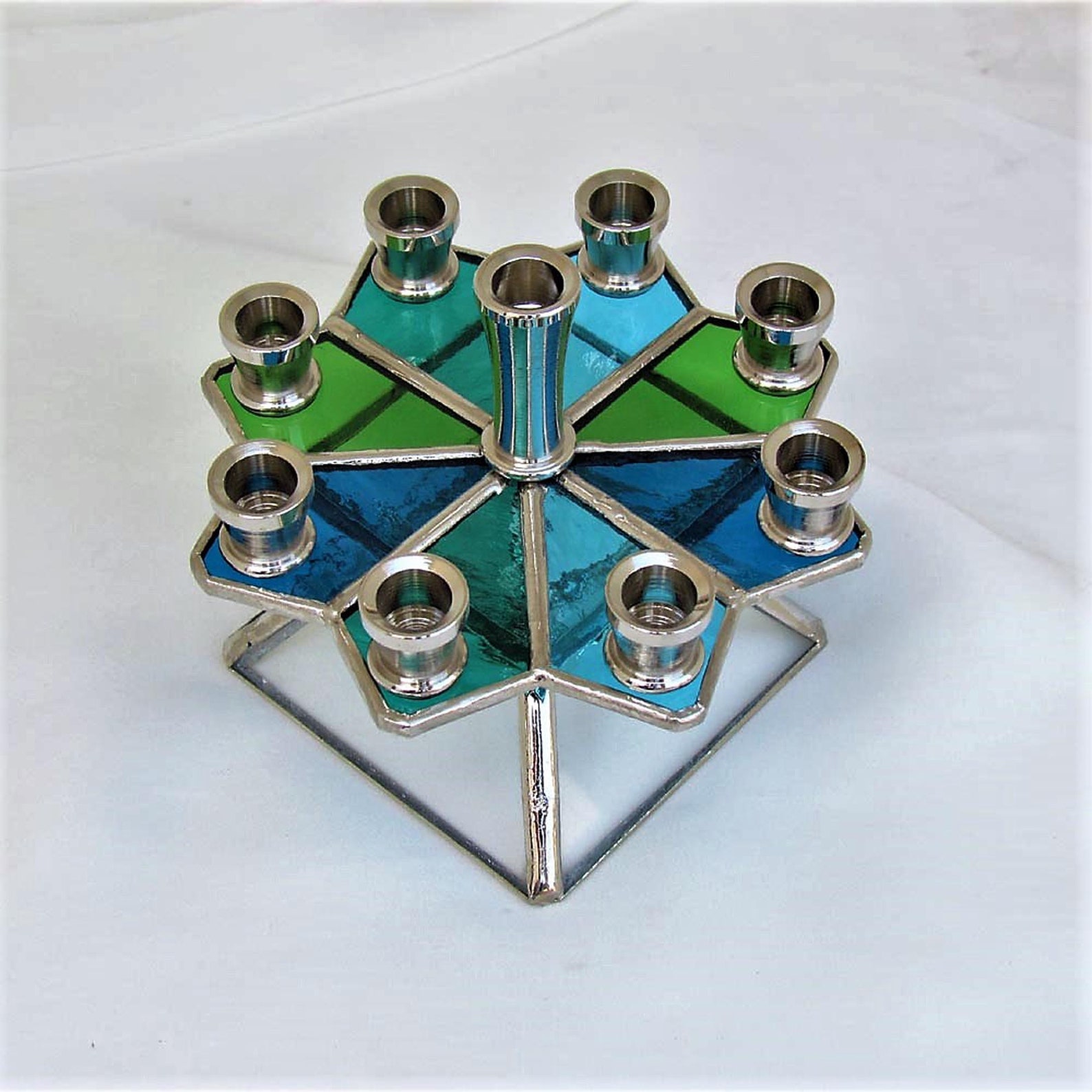 Colorful Stained Glass Menorah Dreidel Etsy