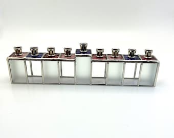 Unique Stained Glass Menorah | Festival of Lights Judaica Gift | Hanukkah Home Decor | Israeli Designed Hanukkah Decor | Unique Hanukkiah