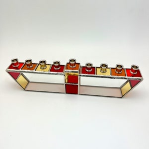 Stained Glass Menorah: Abstract Hanukkah Decor, Judaica Gift