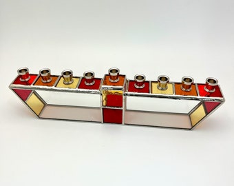 Abstract Stained Glass Menorah | Glass Hanukkah Judaica Gift | Hanukkah Home Decor | Israeli Designed Hanukkah Decor | Unique Hanukkiah